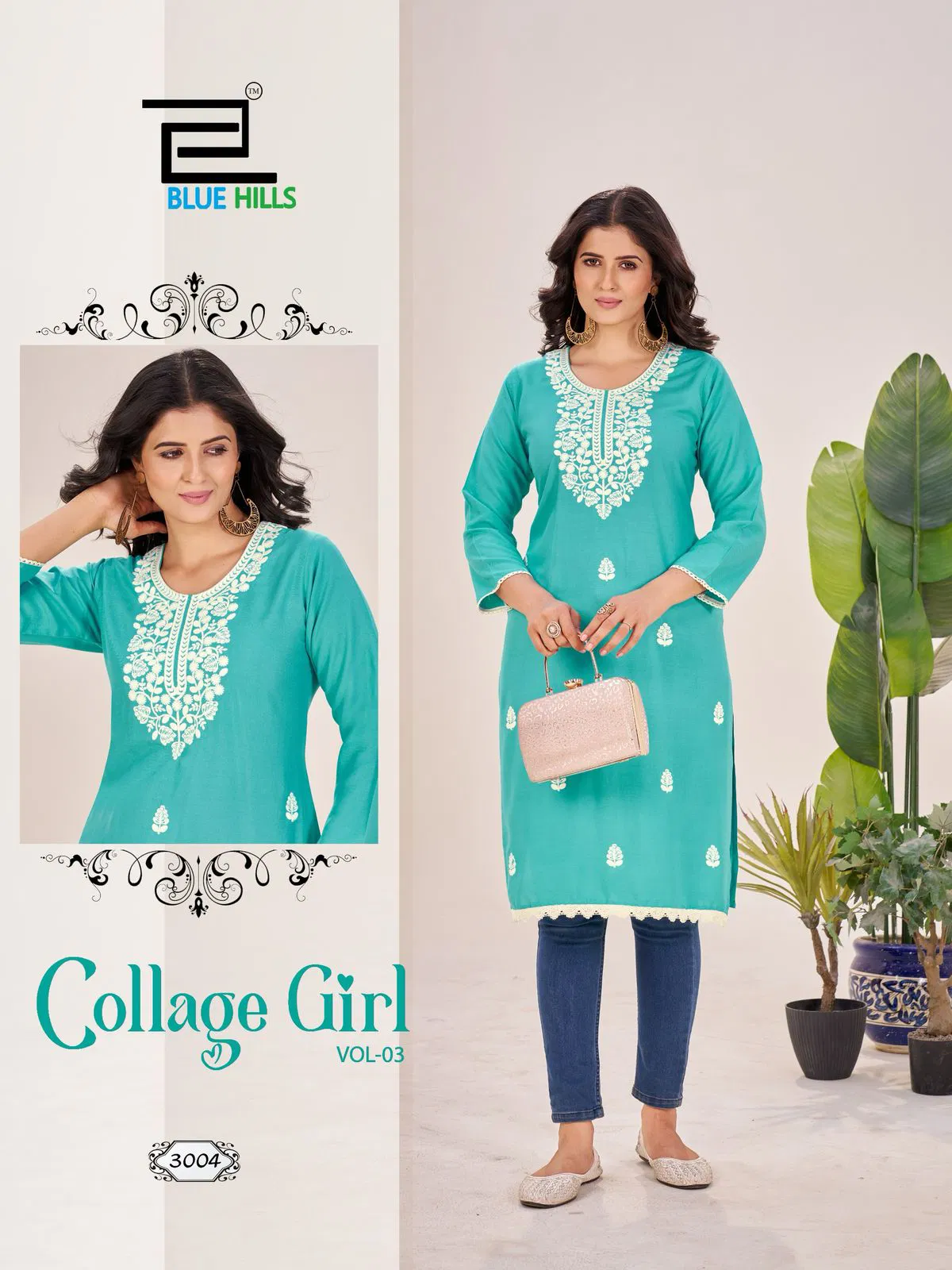 Collage Girl Vol 3 By Blue Hills Rayon Lucknawi Kurtis Wholesale Shop In Surat